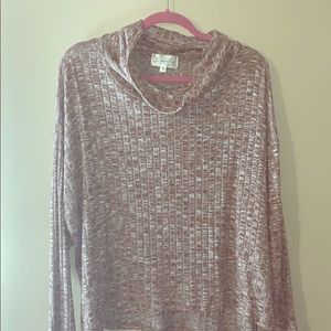 Cowl Neck Long Sleeve Top - multi color